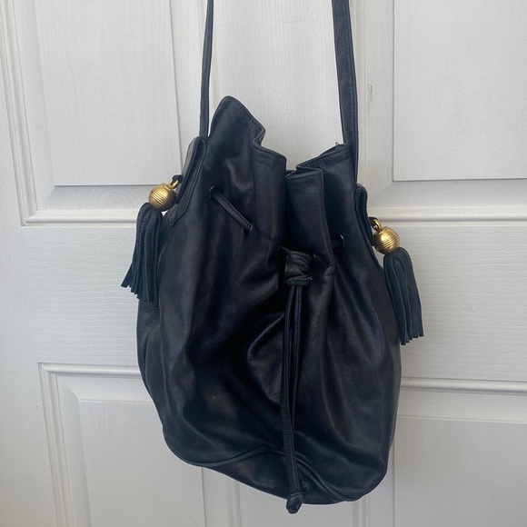 VINTAGE ROBINSON'S leather Bucket drawstring bag - Picture 2 of 10